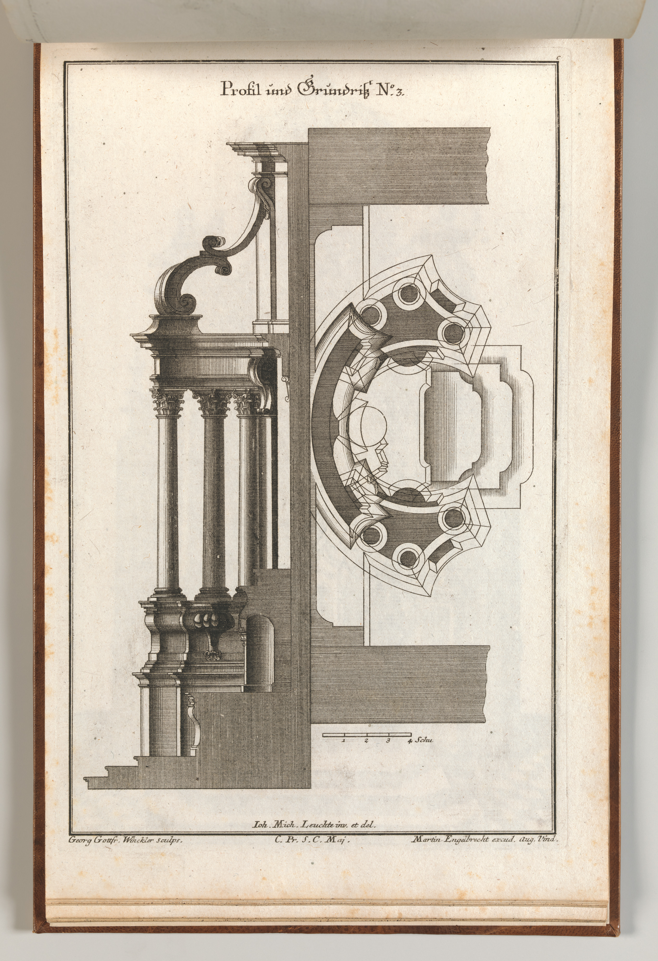 Antique Architectural Profile and Plan Engraving