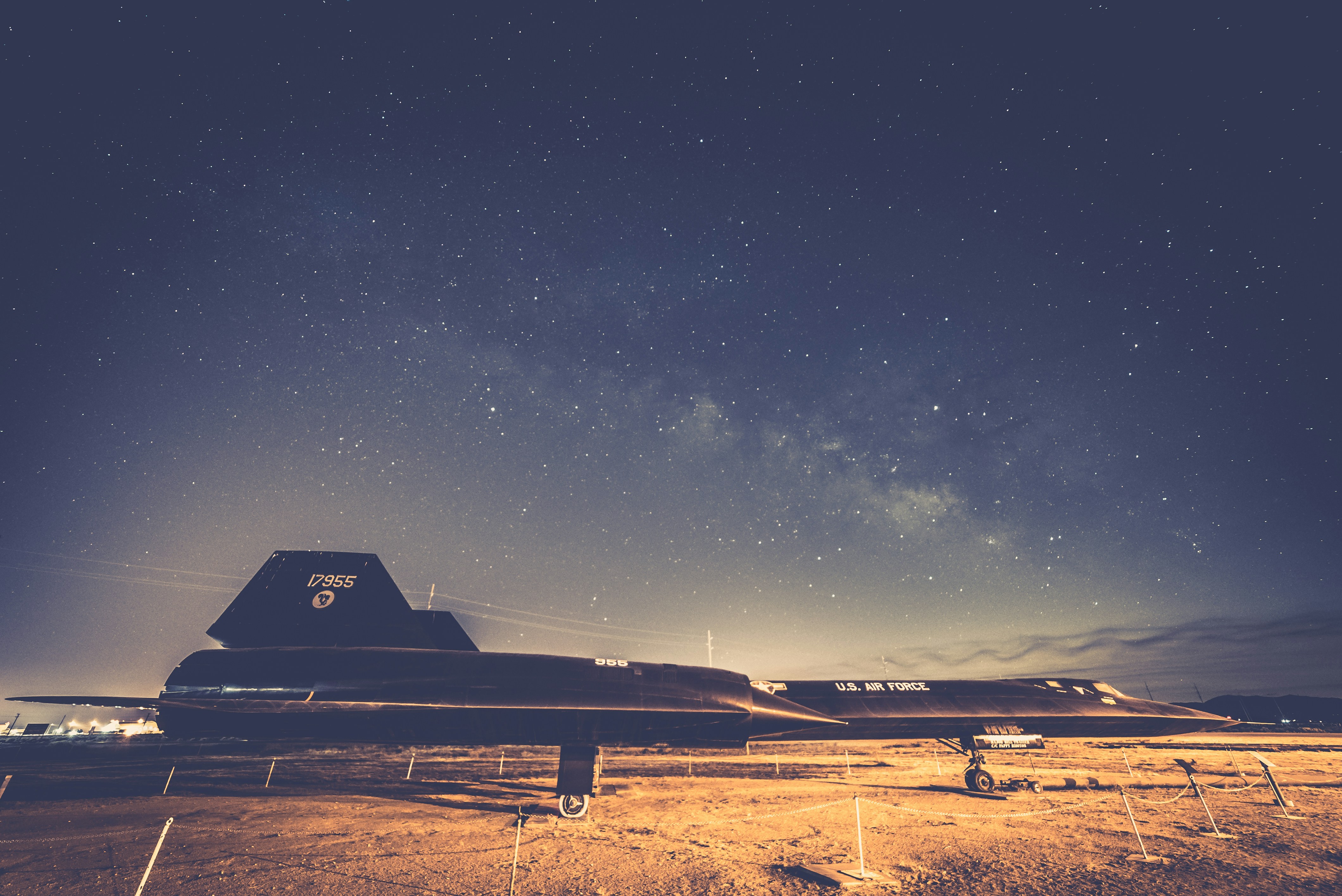 SR-71 Plane Under Starry Night Sky