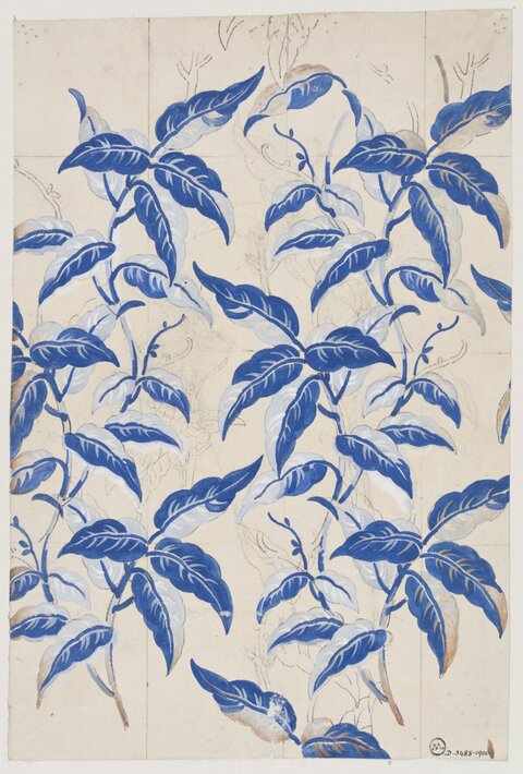 Blue Leaf Pattern Design Sketch