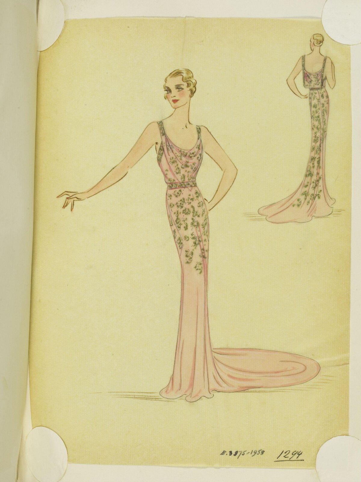Vintage Evening Gown Fashion Sketch