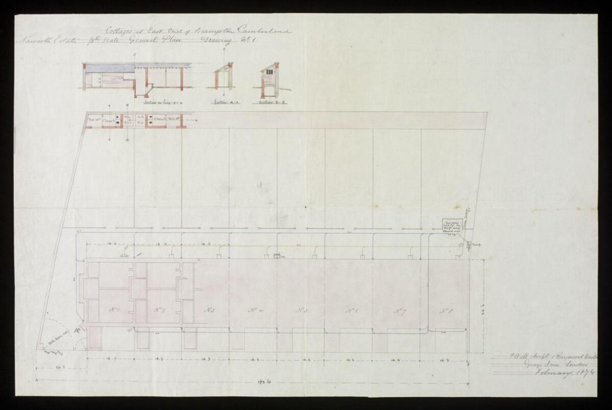 1875 Hand-Drawn Cottage Architectural Plan
