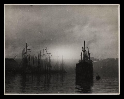 Misty Harbor with Ships