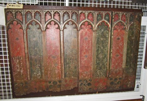 Antique Painted Gothic Wooden Panel