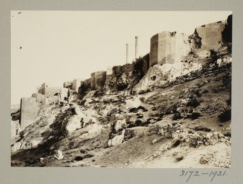 Ancient Fortress Ruins on Hillside