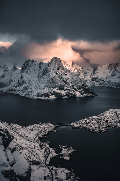 Snowy Fjord Mountain Village