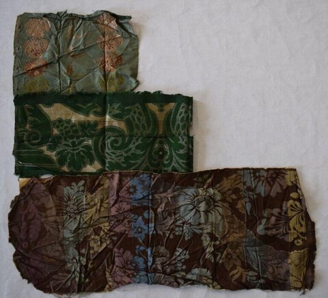 Three Vintage Patterned Fabric Scraps