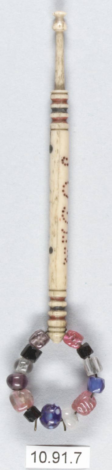 Antique Carved Beaded Bone Tool