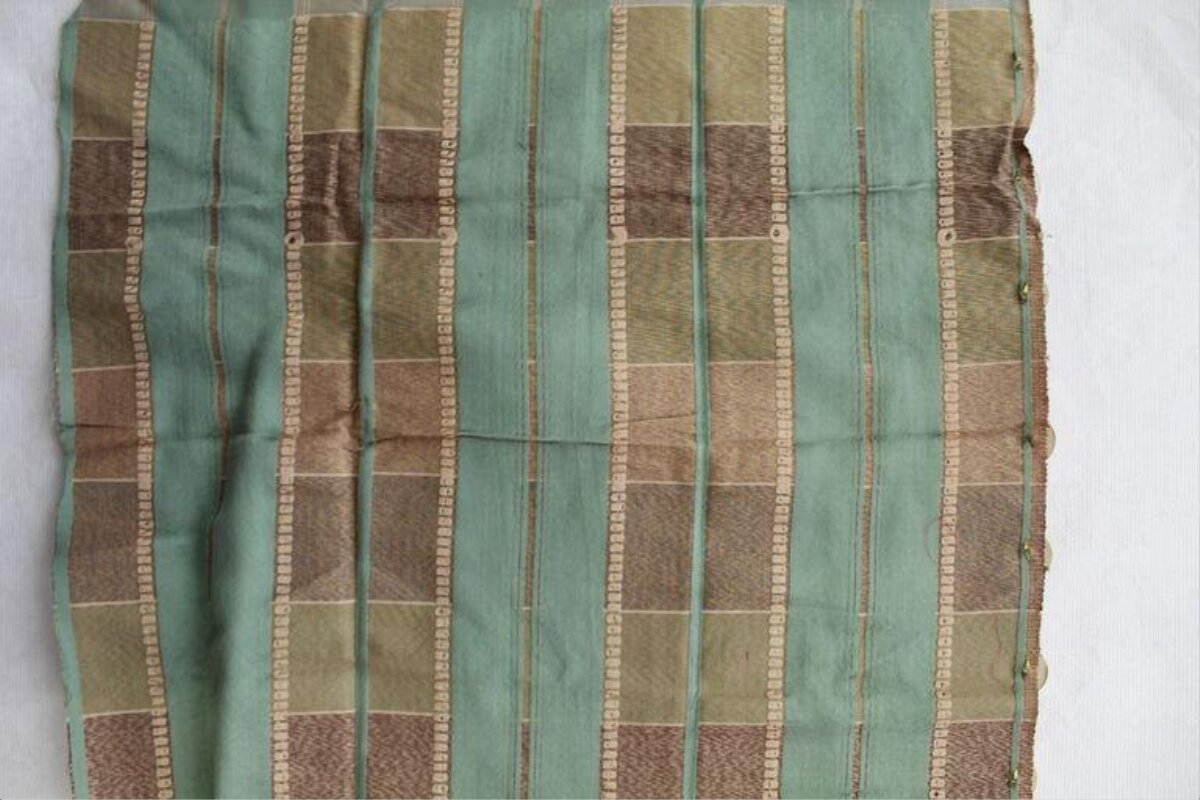Sage Green Striped Check Woven Fabric