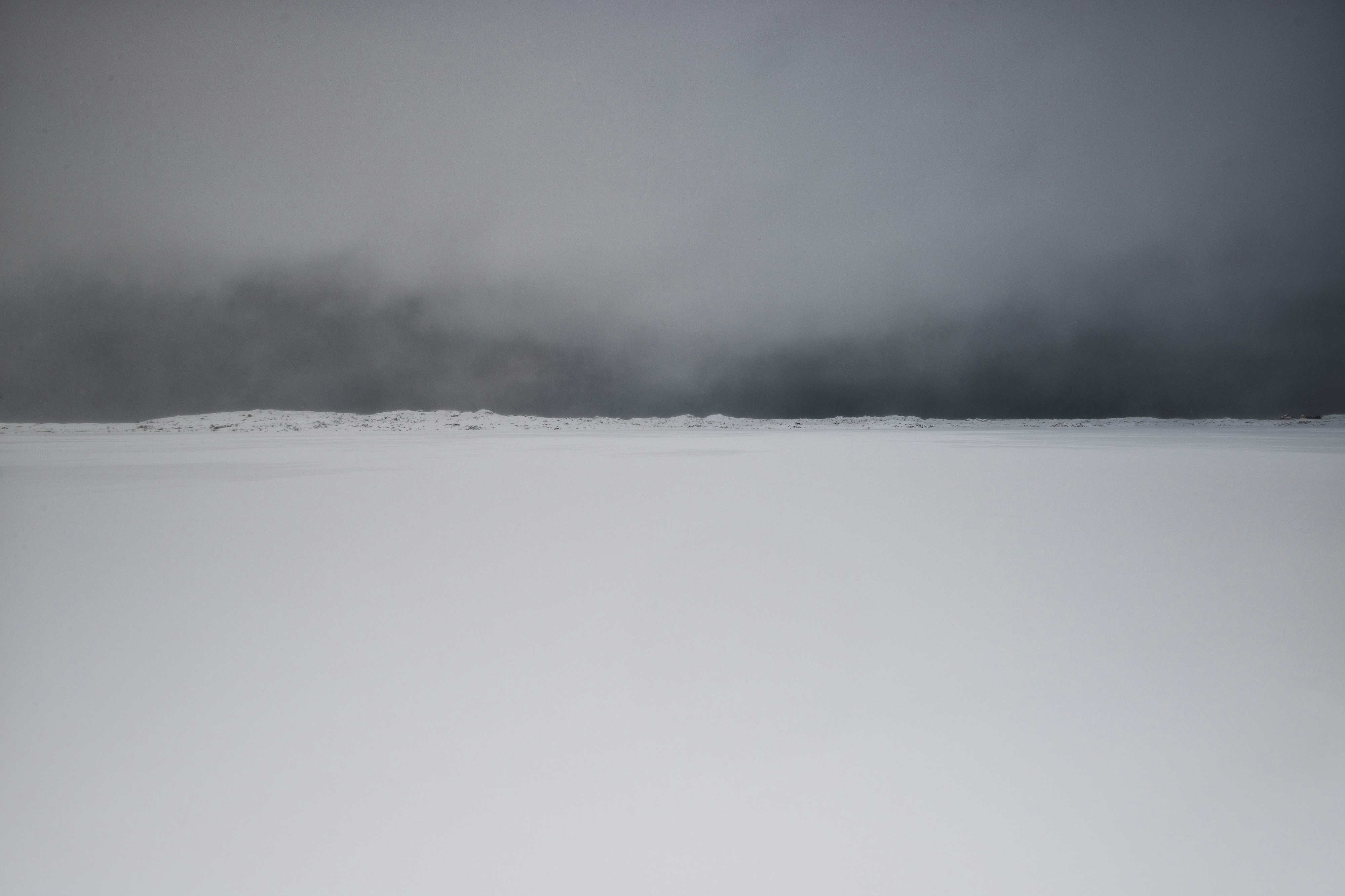 Foggy Snowy Plain Landscape