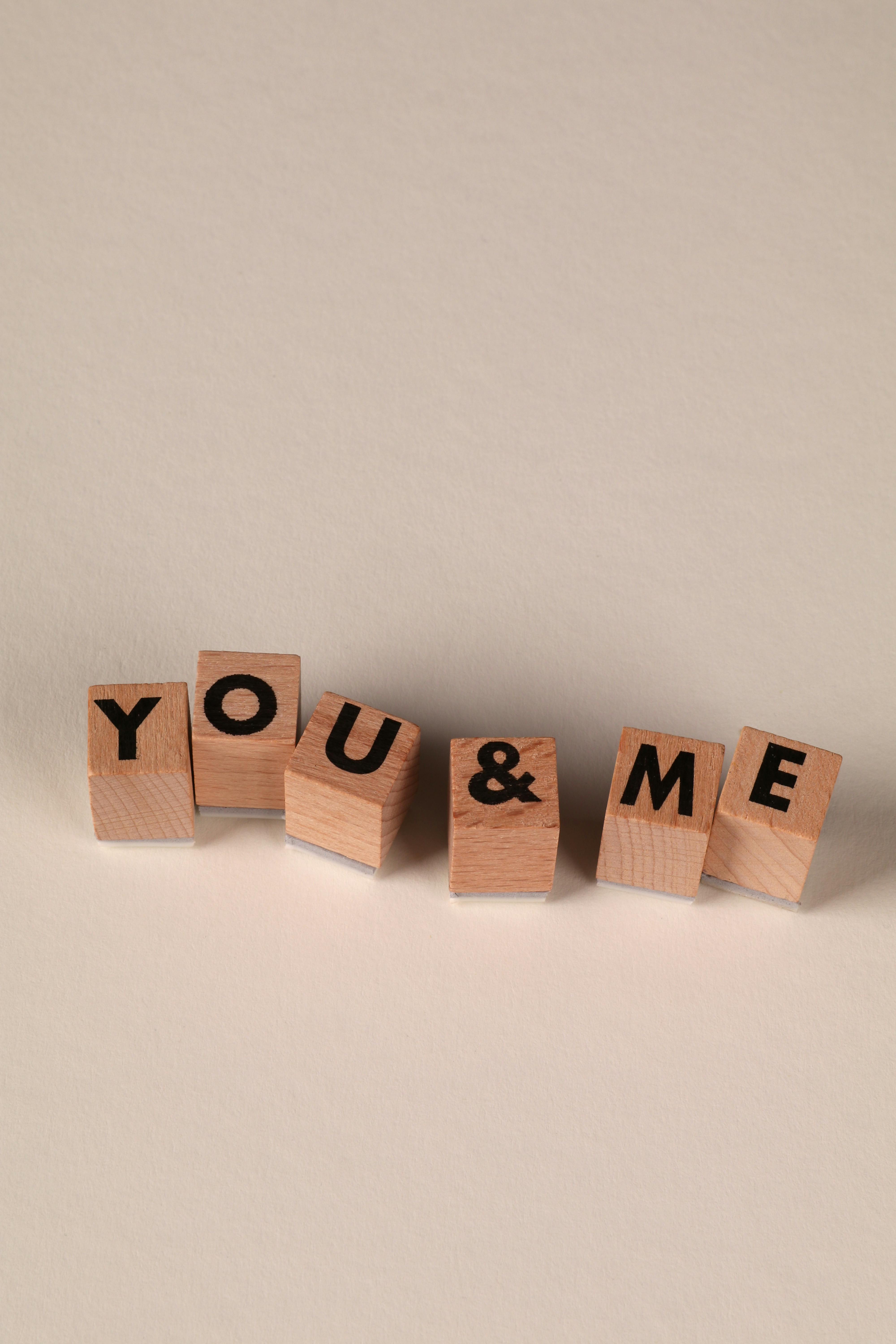 Wooden Blocks Spelling You & Me