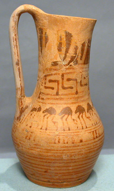 Ancient Geometric Decorated Terracotta Jug