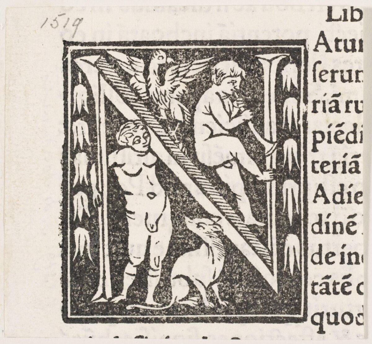 1519 Woodcut Decorated Initial N