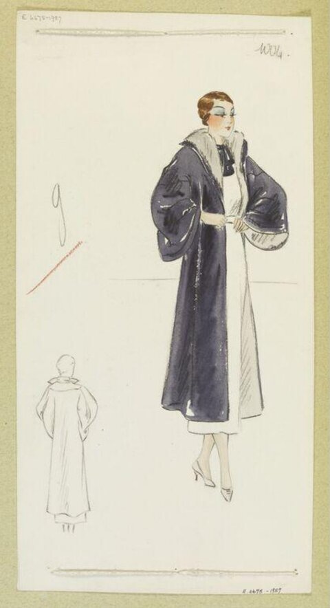 1920s Women's Coat Fashion Sketch