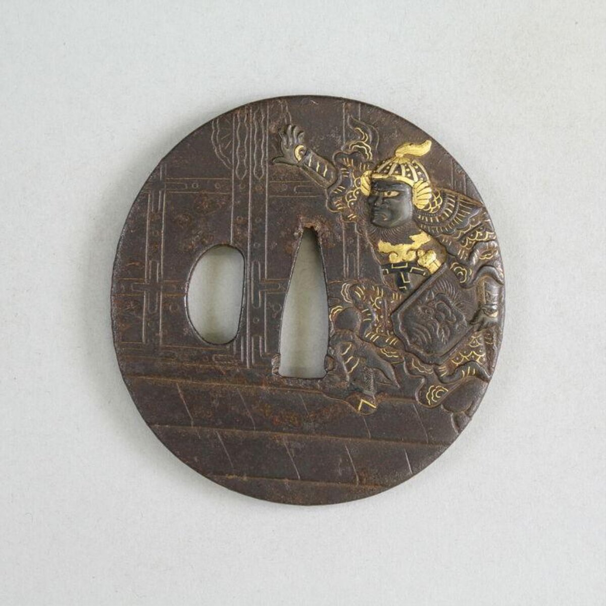 Samurai Motif Iron Sword Tsuba