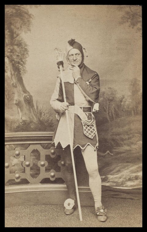 Man in Jester Costume Vintage Portrait