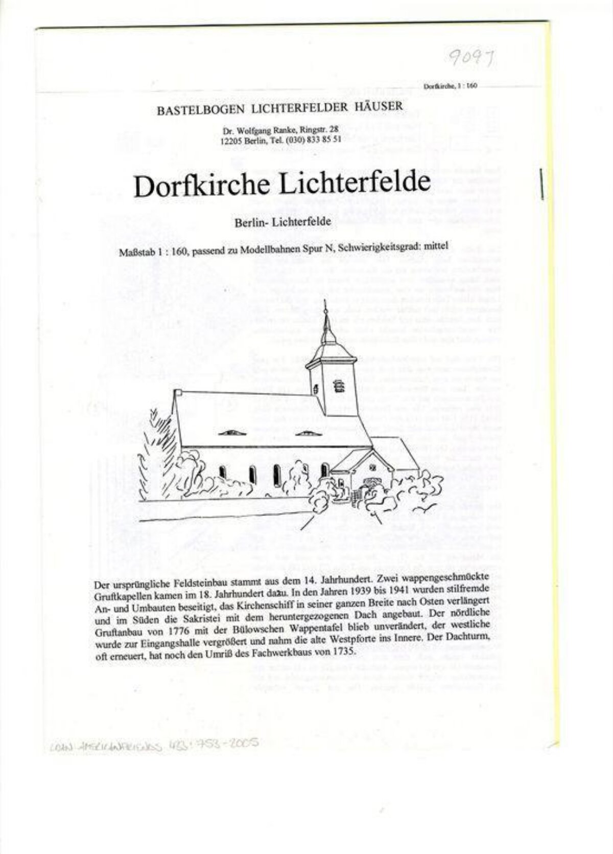Dorfkirche Lichterfelde Craft Sheet