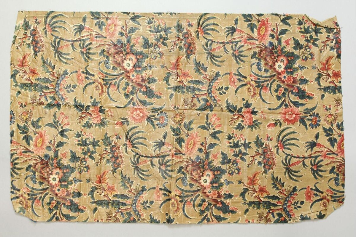 Antique Floral Printed Textile Fragment