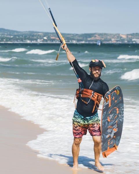 Kite Surfer on Sandy Beach