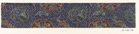 Blue Ground Brocade Textile Fragment