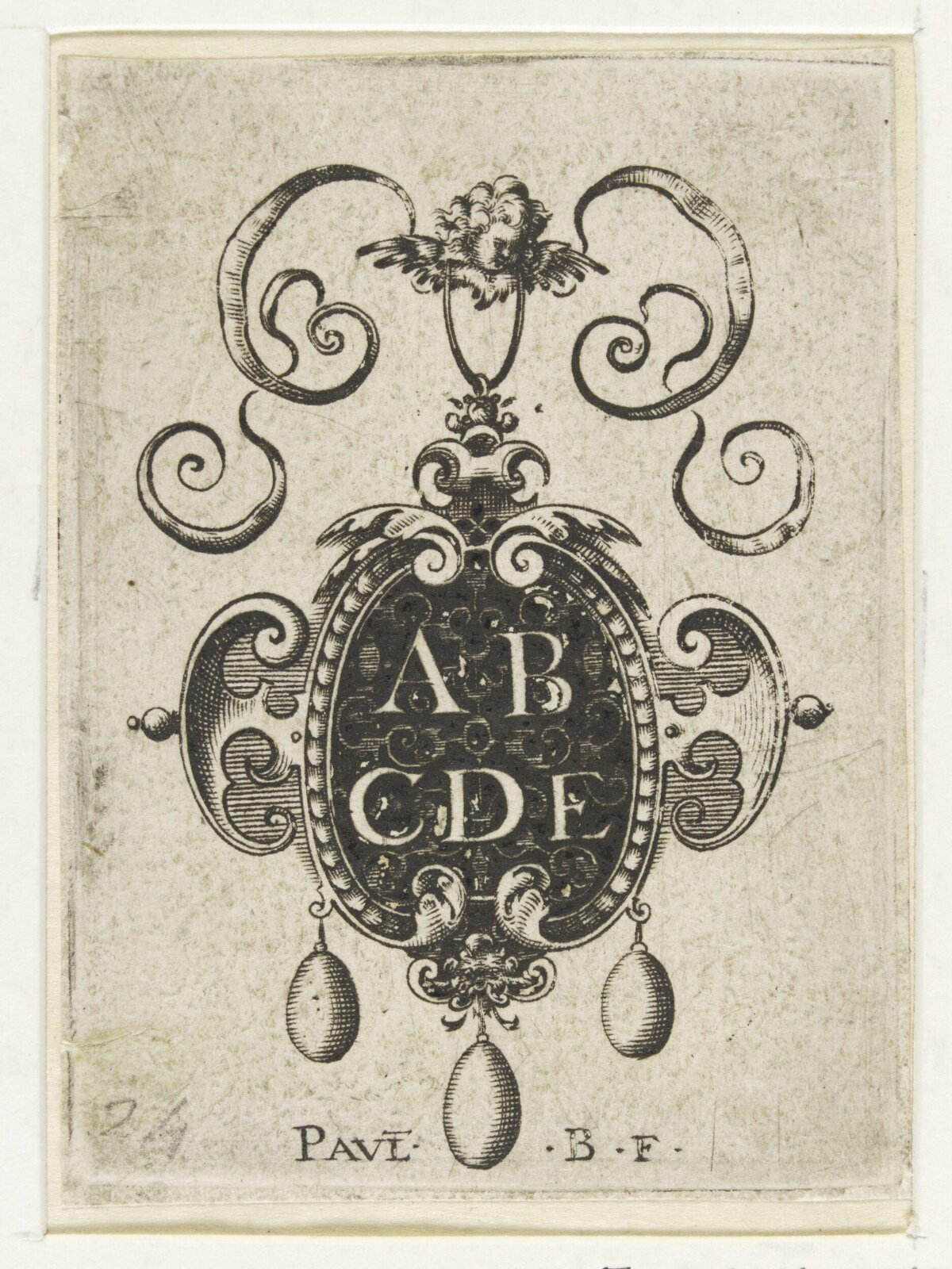 Antique Engraved Monogram Print