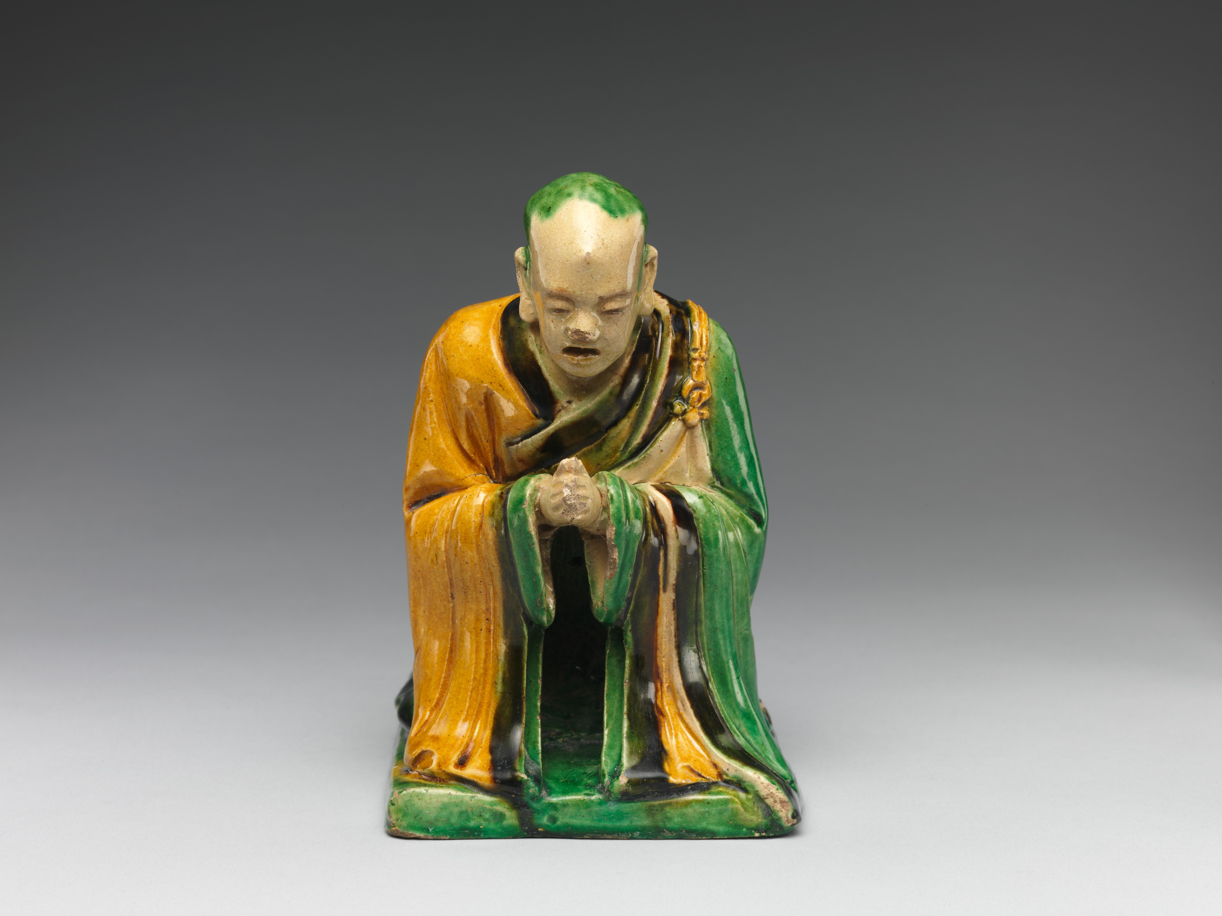 Three-color Glazed Arhat Statue