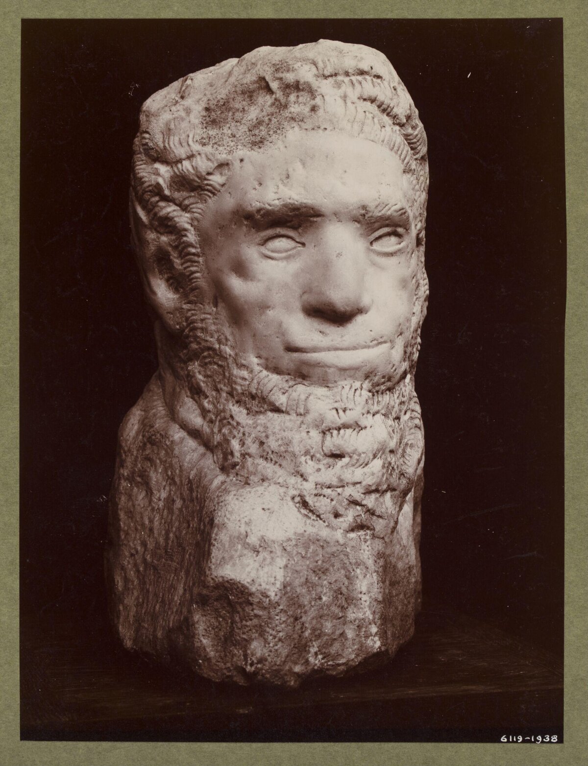Ancient Bearded Man Stone Head Sculpture