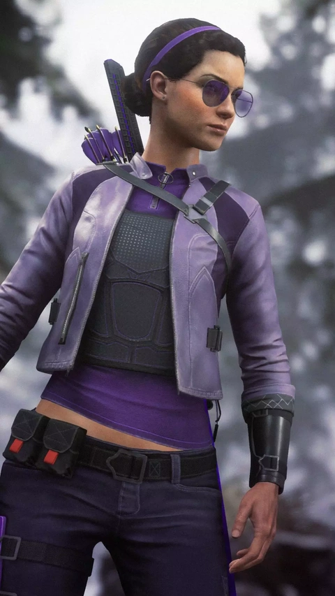 Female Archer Superhero in Purple Outfit