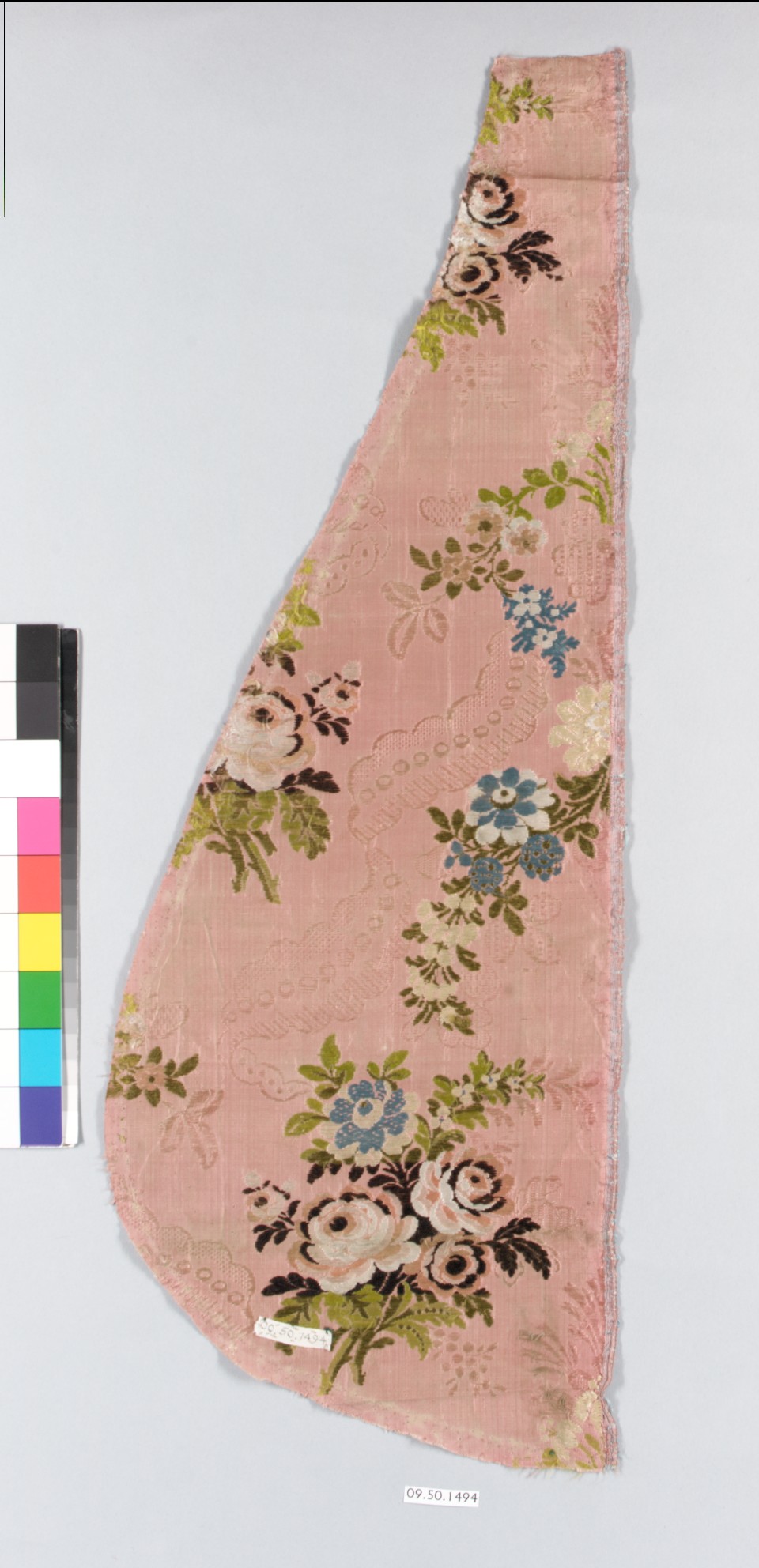 Pink Floral Antique Textile Fragment