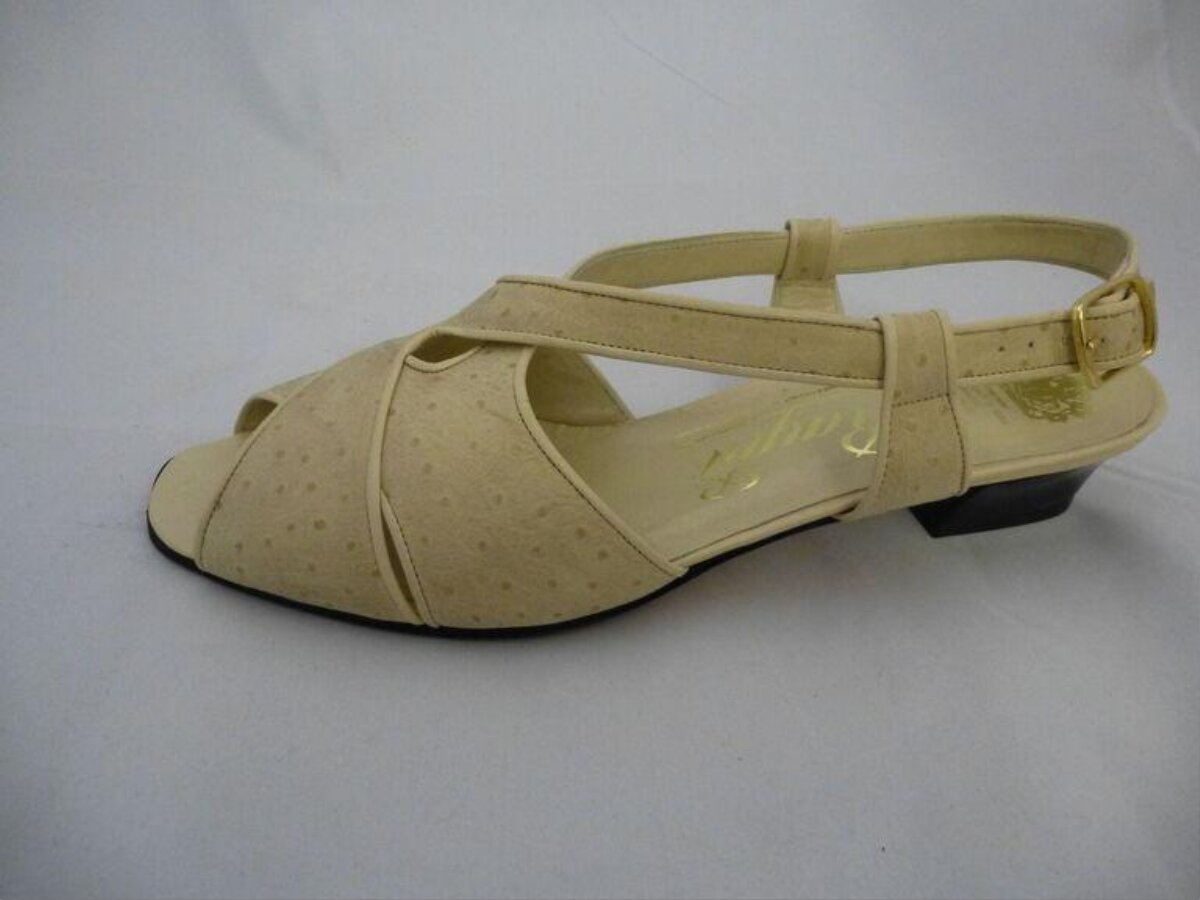 Beige Slingback Low Heel Sandal