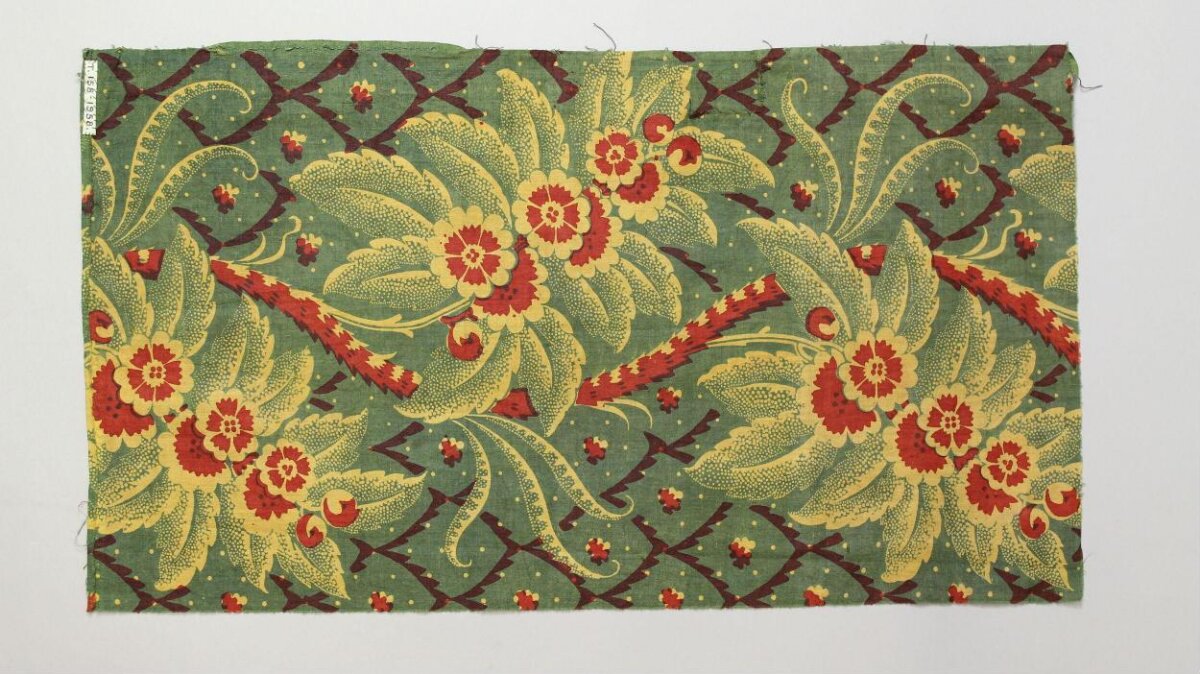 Vintage Green Floral Printed Fabric