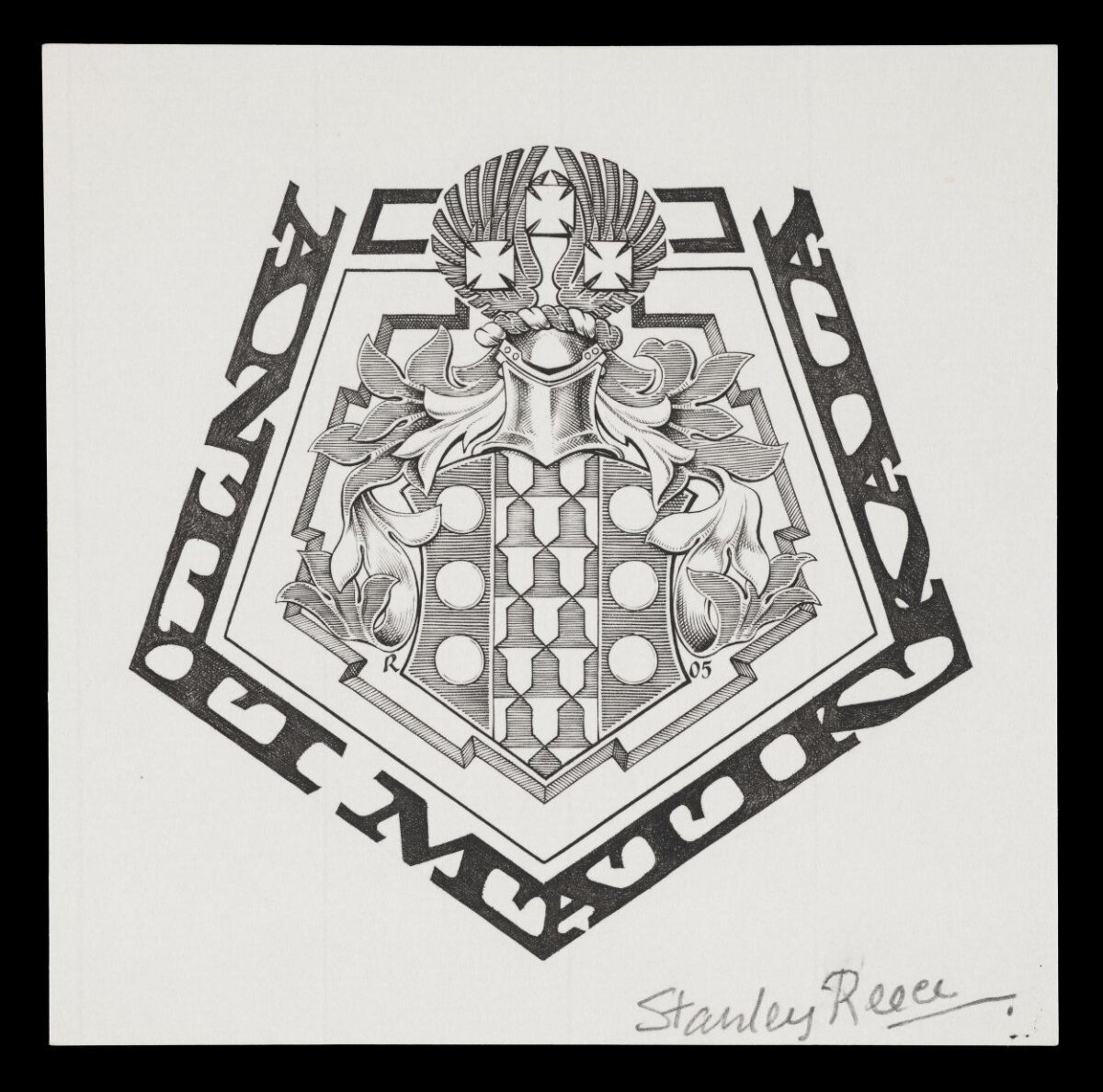 Heraldic Ex Libris Bookplate by Stanley Reece