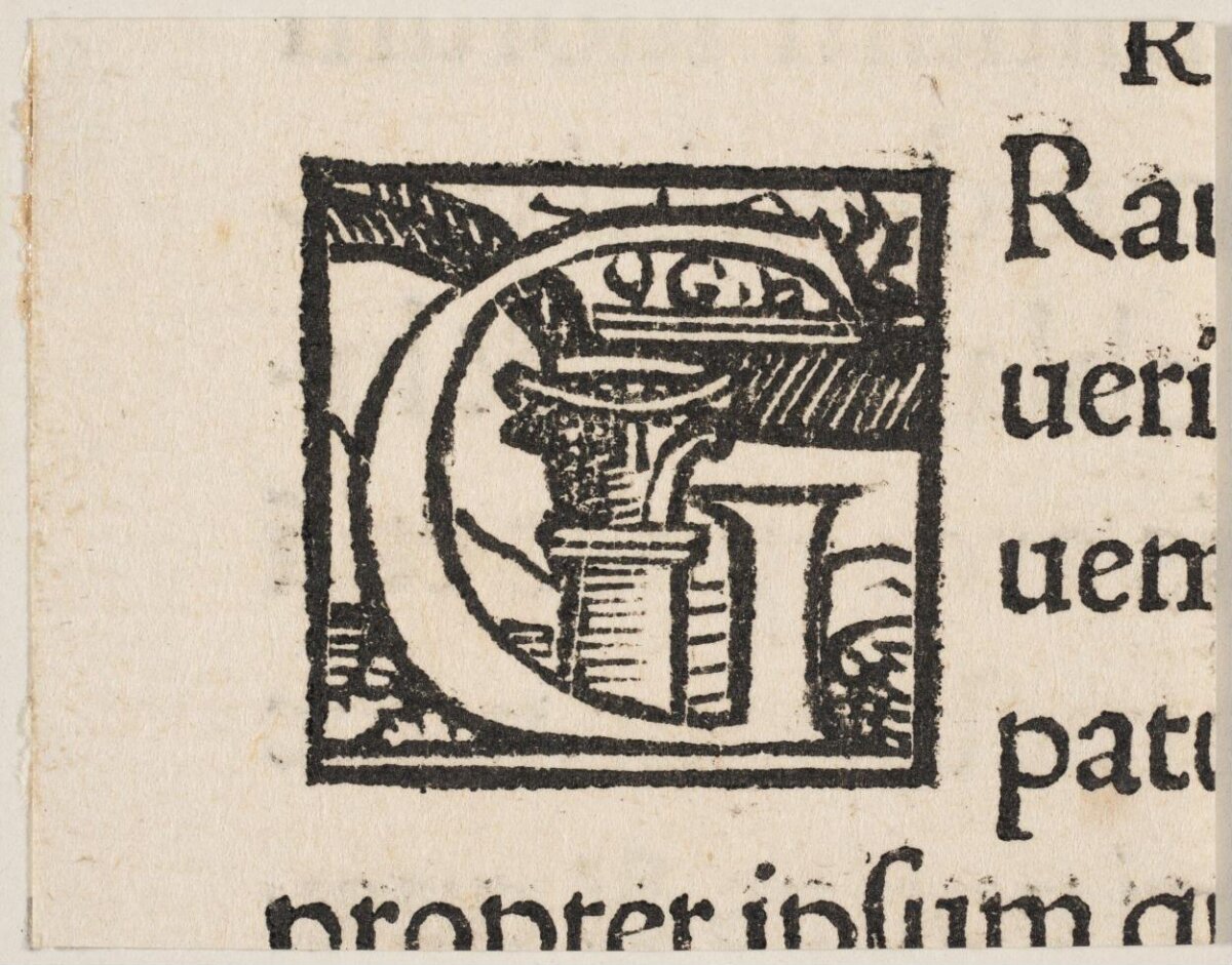 Woodcut Decorated Initial G