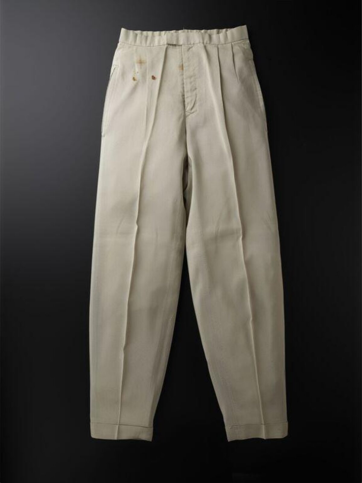 Light Beige Pleated Casual Trousers