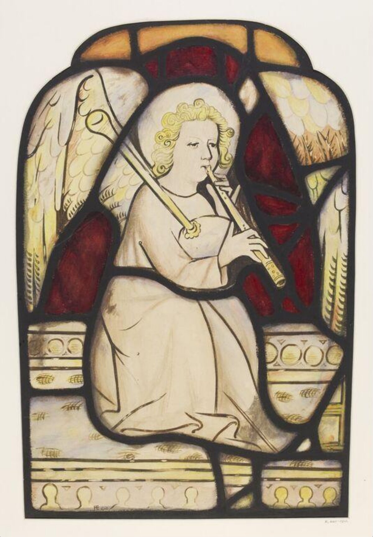 Angel Playing Pipe Stained Glass