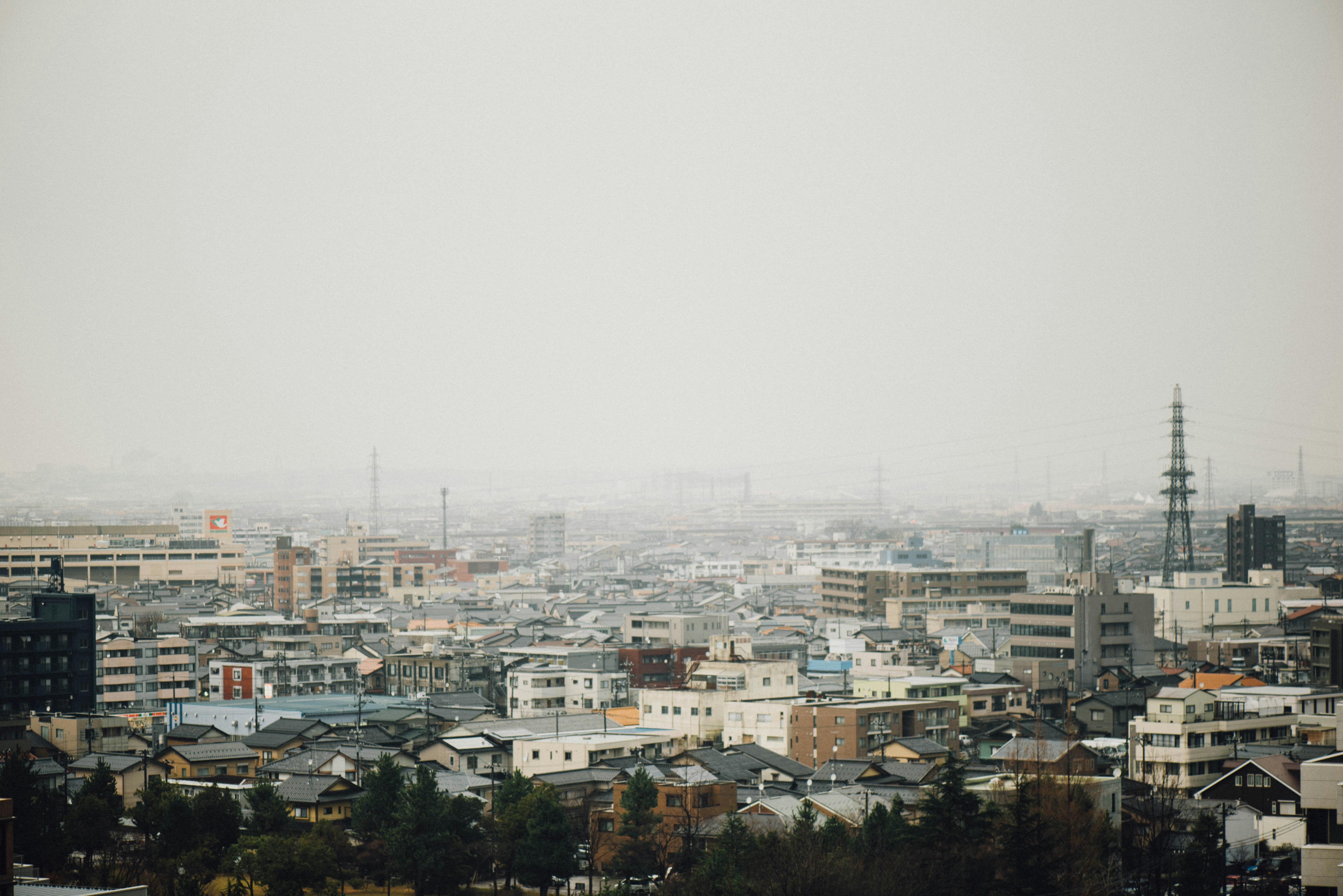Hazy Overcast Japanese City View