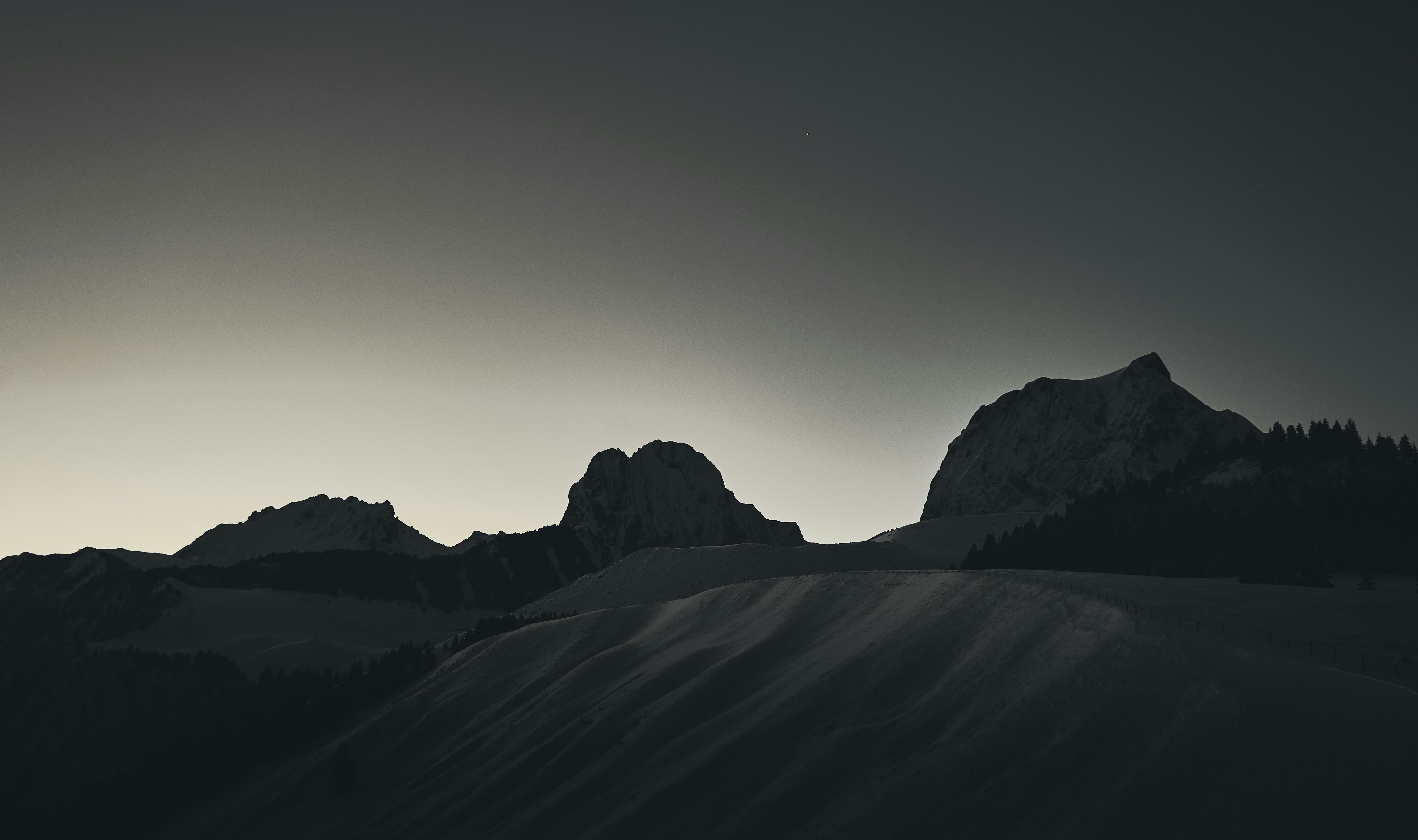 Mountain Peaks at Dusk