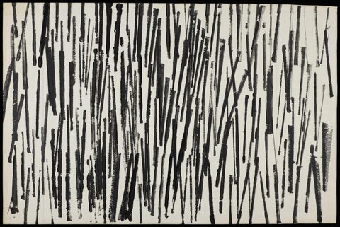 Abstract Vertical Black Ink Strokes