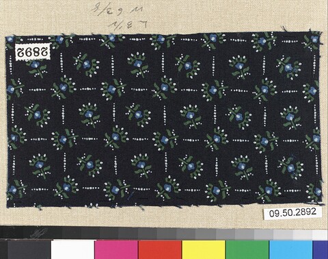 Antique Black Floral Textile Sample
