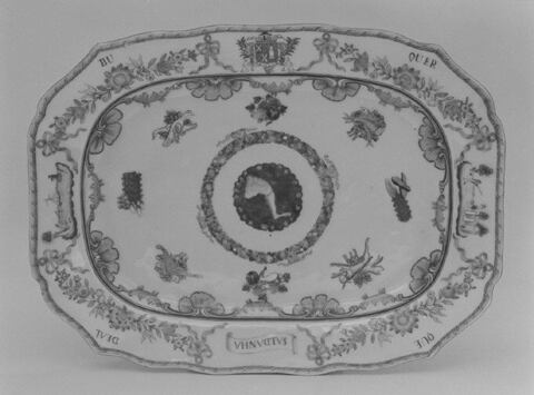 Antique Decorated Inscribed Ceramic Platter