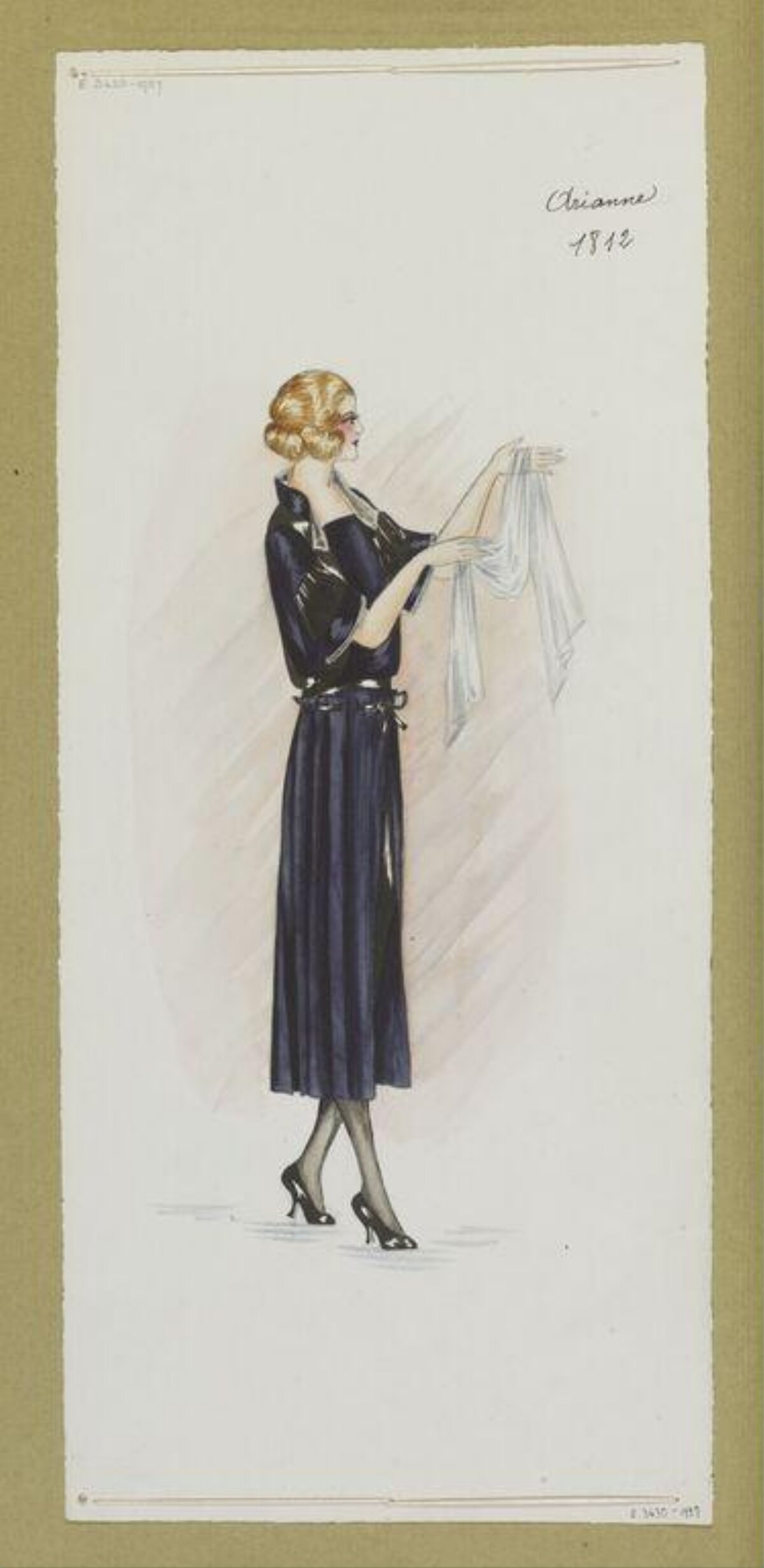1920s Dark Dress Fashion Sketch