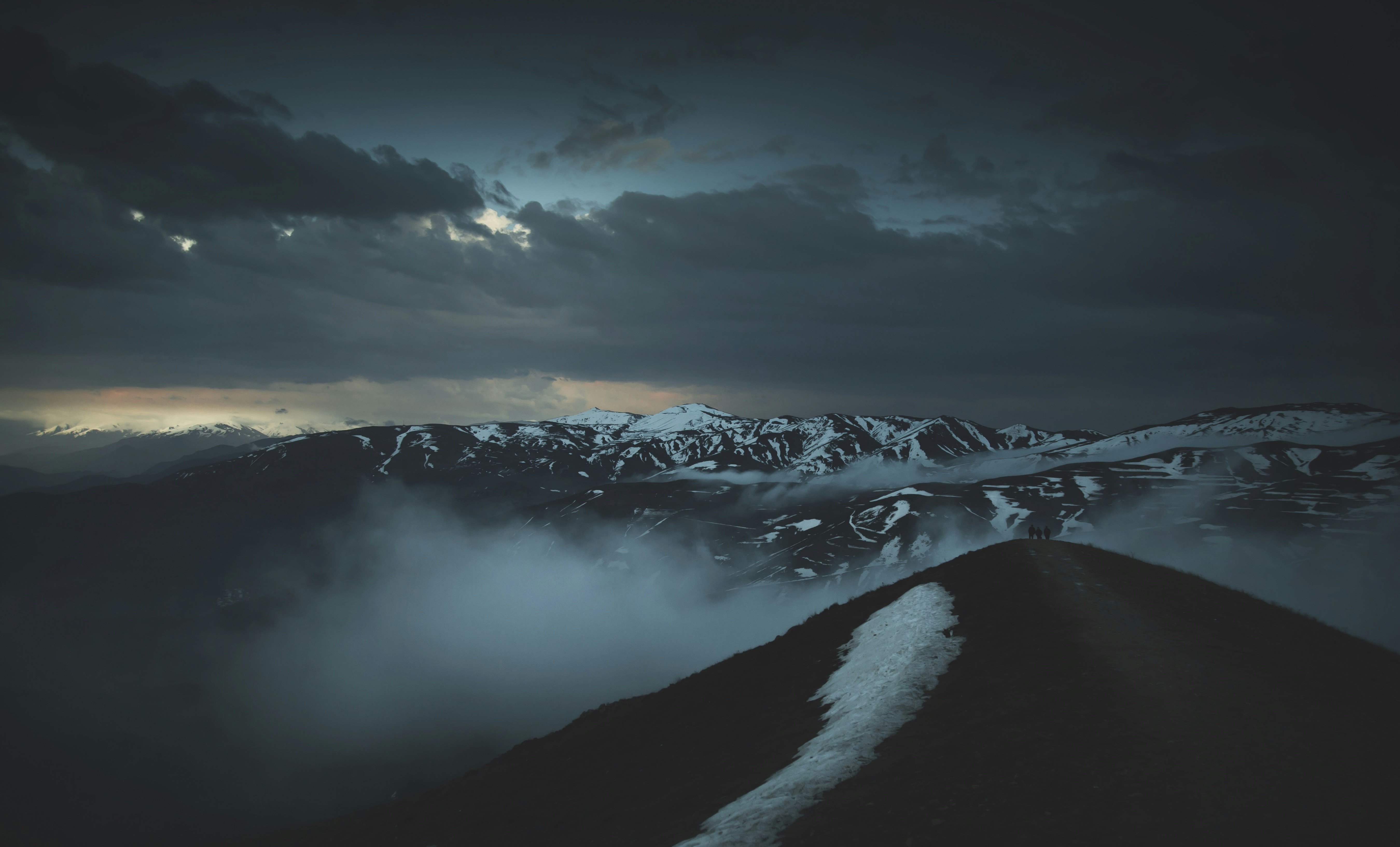 Cloudy Snow Mountain Landscape