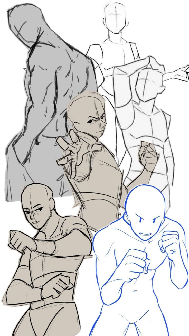 Anime Male Figure Pose Practice Sketches