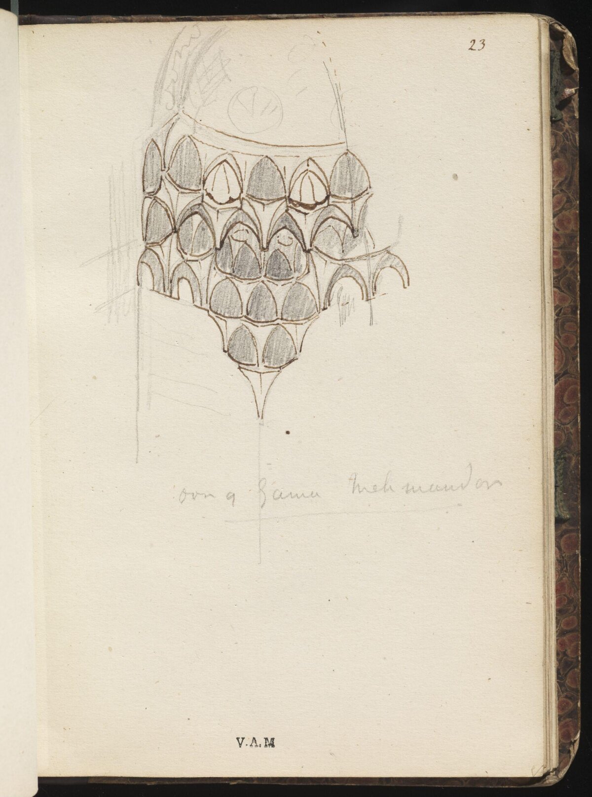 Architectural Detail Sketch on Notebook Page
