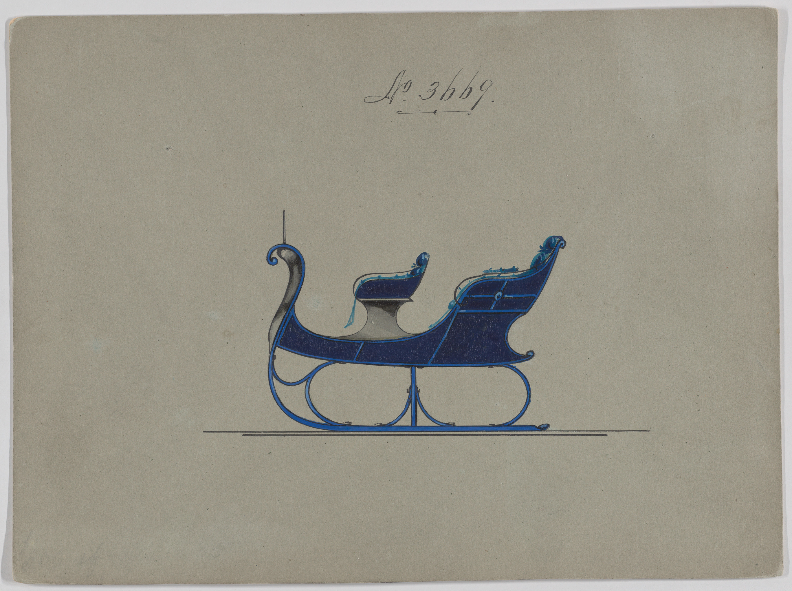 Design Drawing of a Blue Sleigh