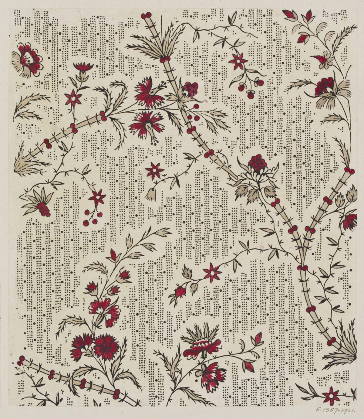 Vintage Red Floral Textile Design
