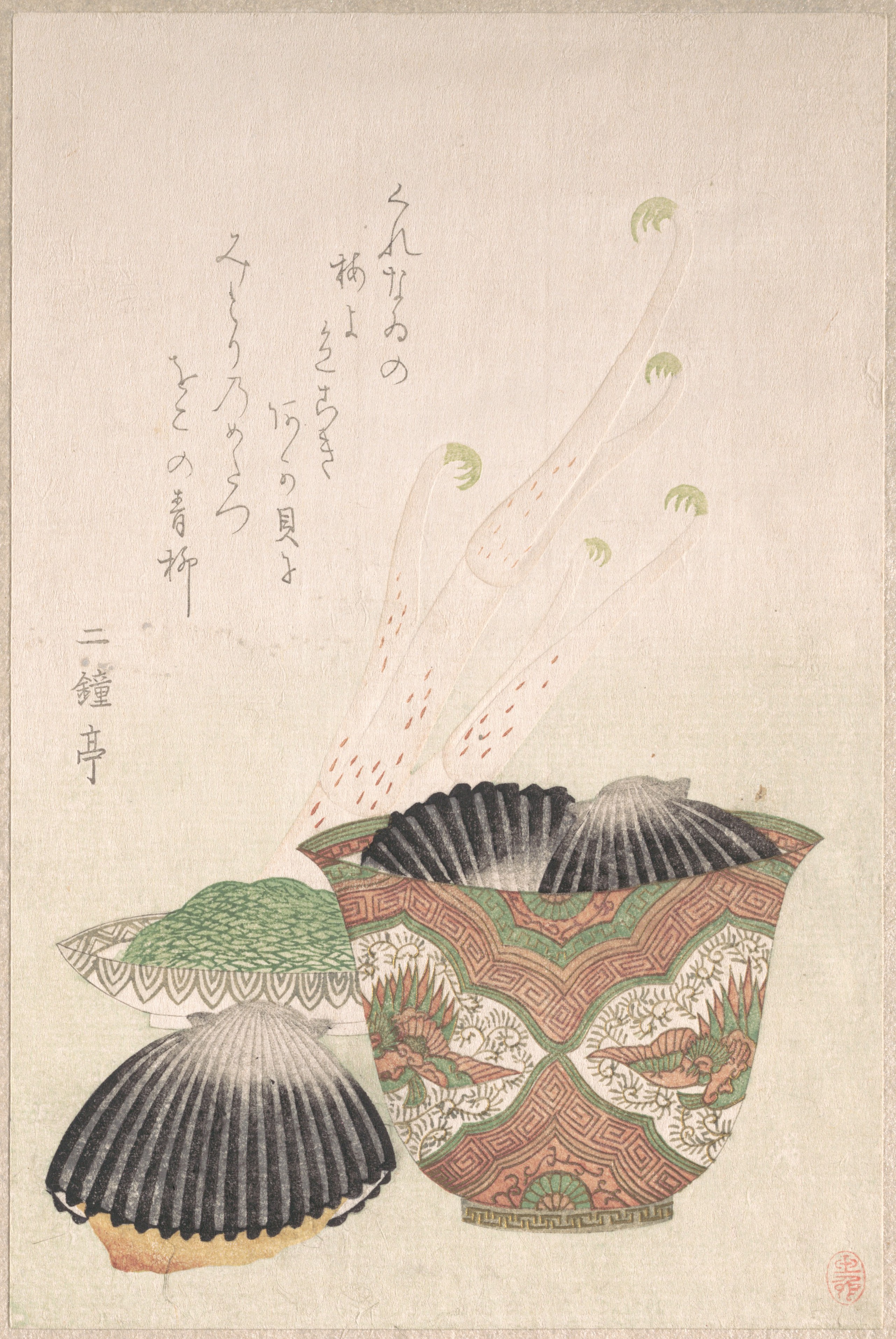 Japanese Still Life Print with Shells