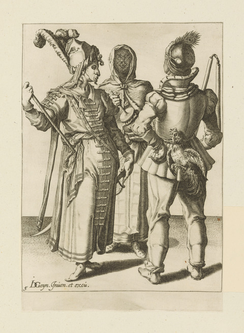 Engraving of Three Early Modern Figures