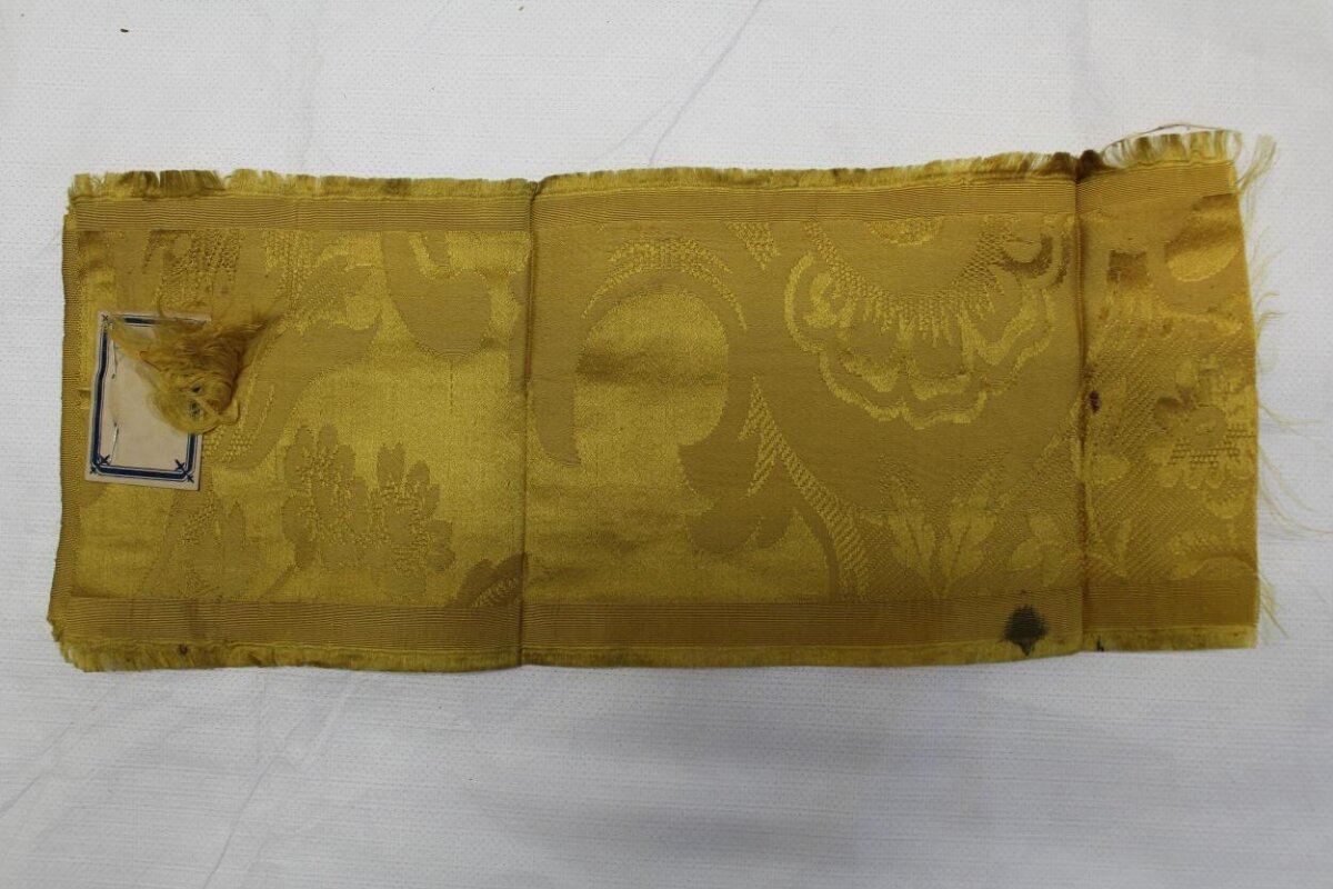 Antique Yellow Damask Textile Sample
