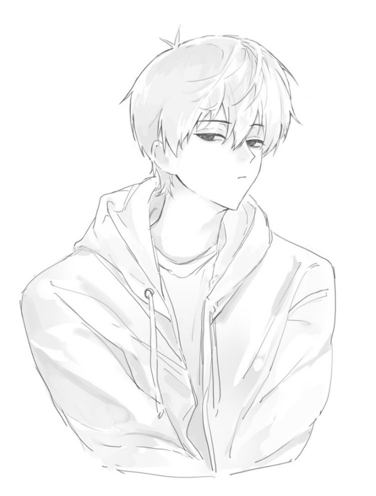Sketch of Anime Young Man