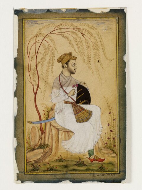 Seated Noble Mughal Miniature Painting